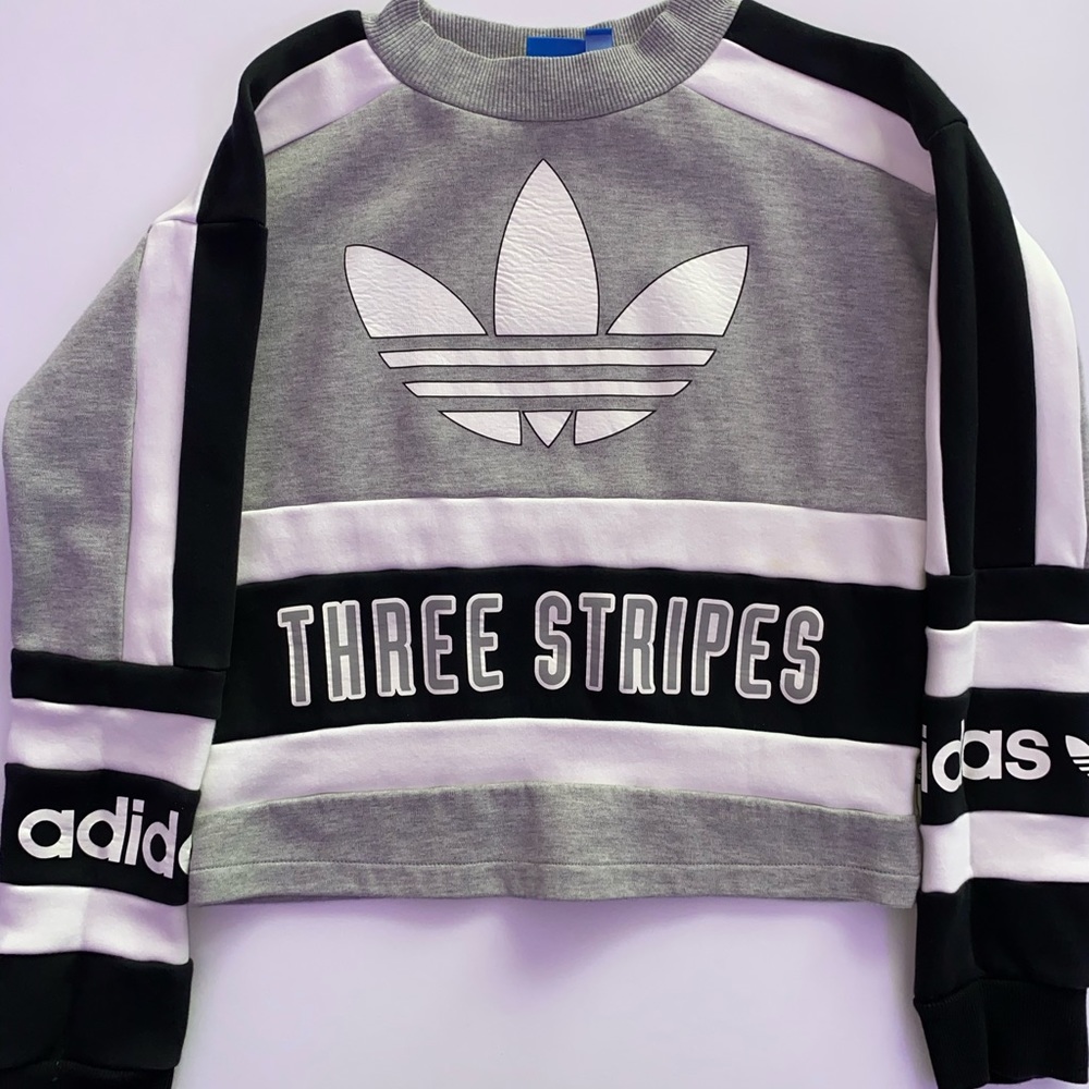 Adidas THREE STRIPES Cropped Crew Neck Sweatshirt